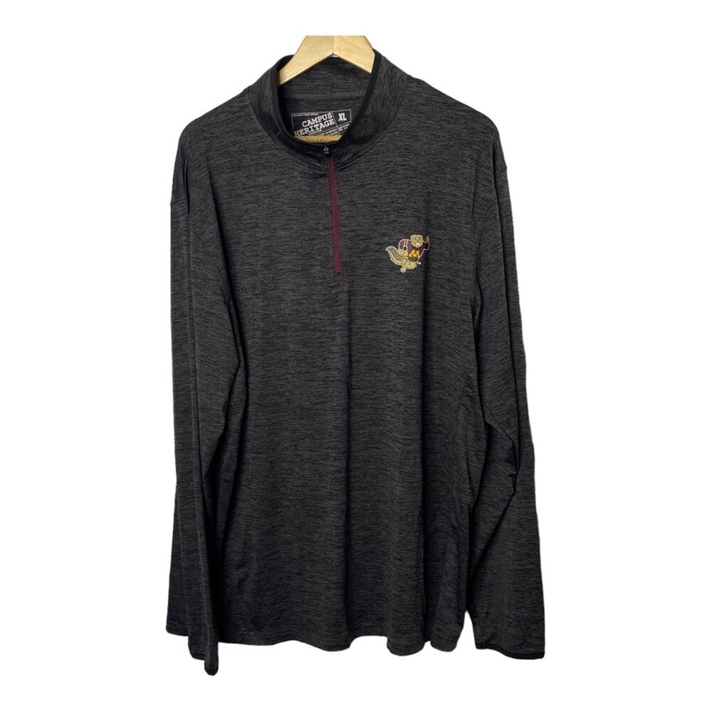 Campus Heritage Minnesota Golden Gophers Gray 1/4 Zip Pullover Shirt Mens XL New